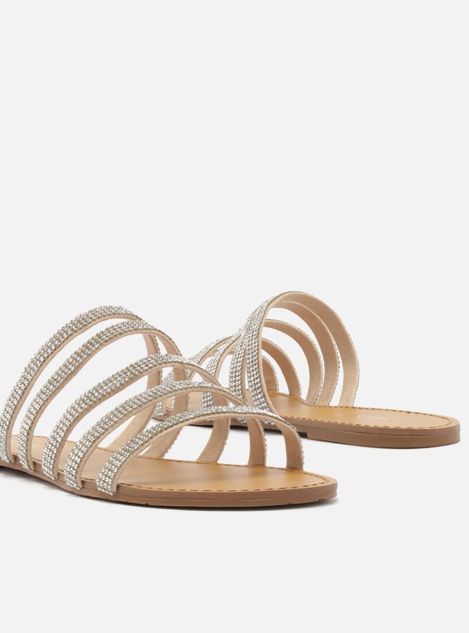 Sandália Rasteira Multi-tiras Cristal
