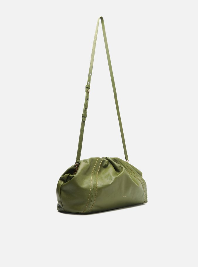 Bolsa Tiracolo Verde Couro Grande Metal