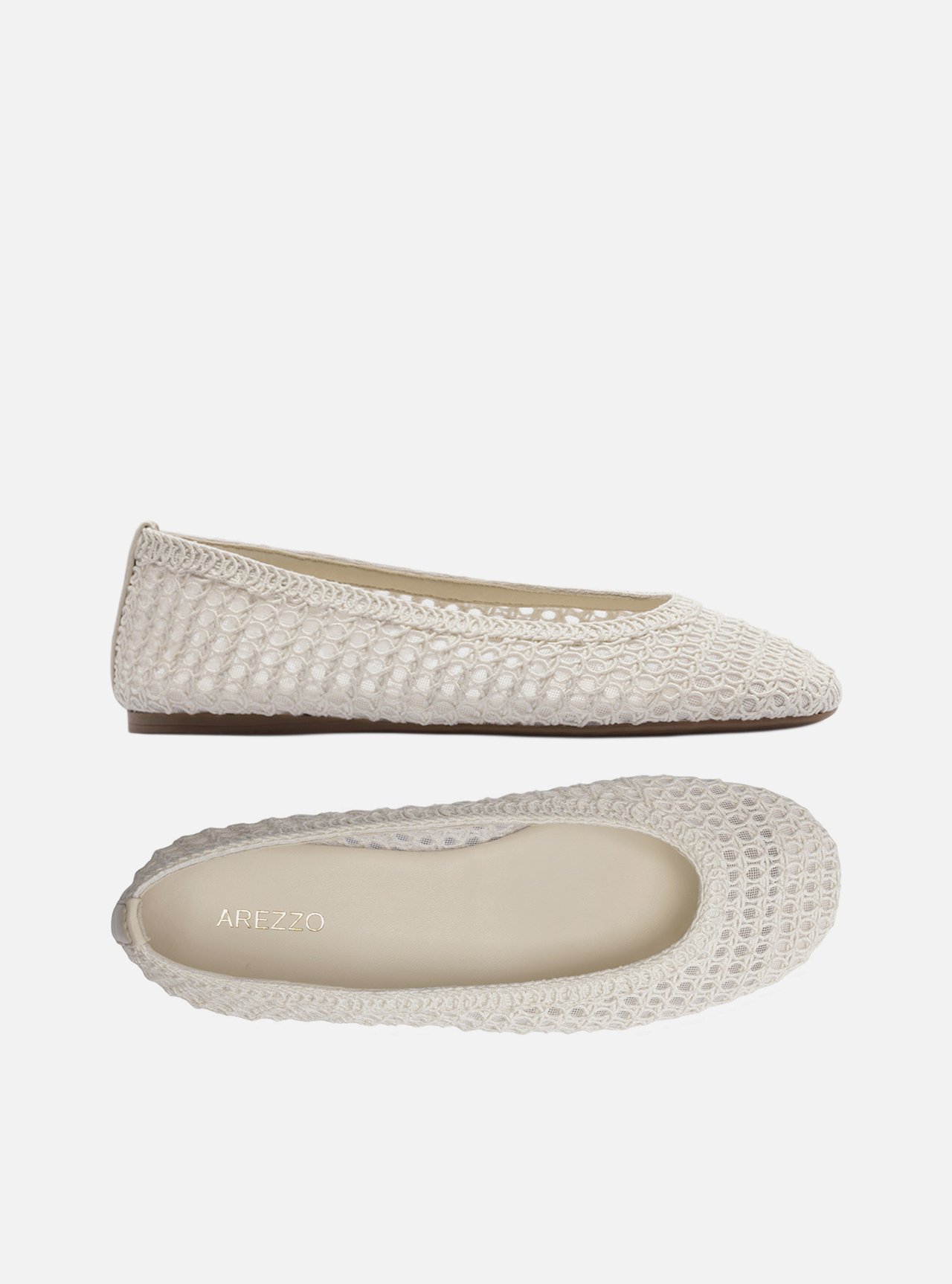 Sapatilha Off-White Bordada Bico Redondo — foto 5
