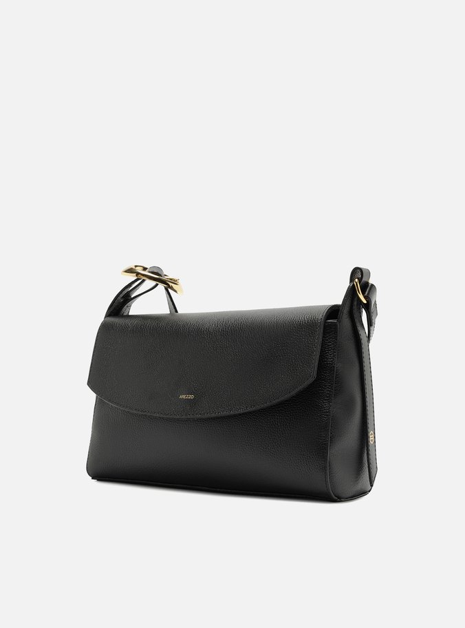 Bolsa Tiracolo Preta Couro Média Básica