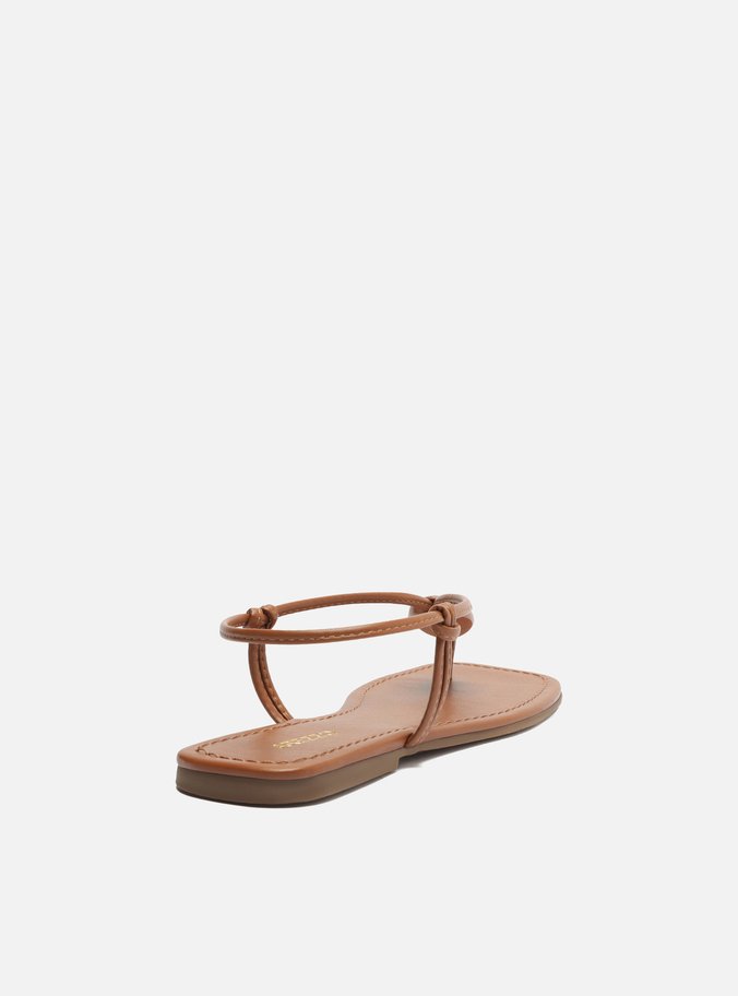 Sandália Rasteira Marrom Slim Bico Quadrado