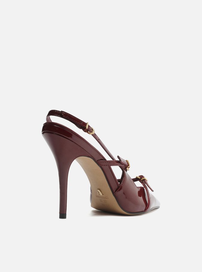 Scarpin Bordô Verniz Salto Alto Slingback Amélia