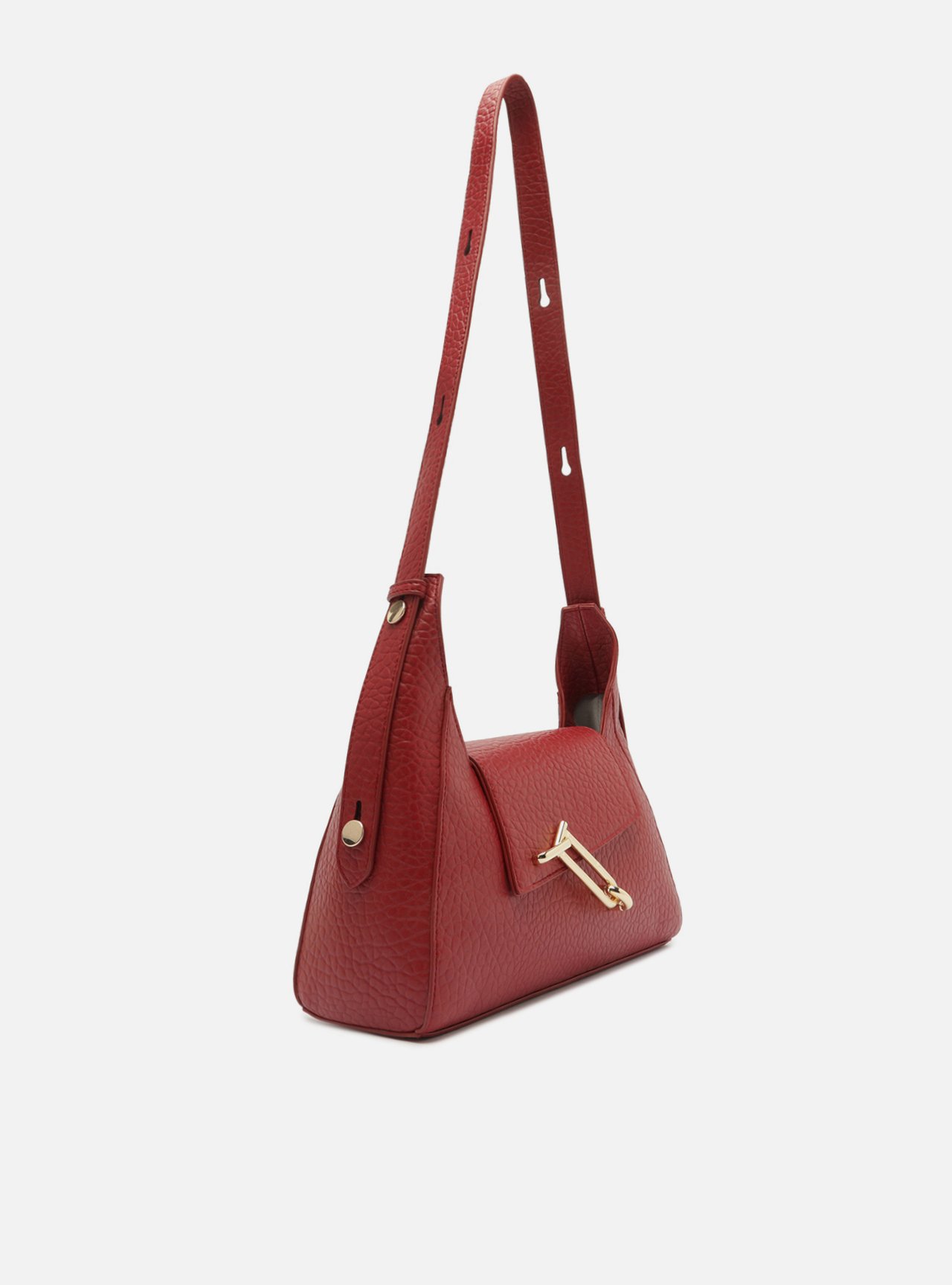 Bolsa Shoulder Vermelha Média Metais Dourados — foto 2
