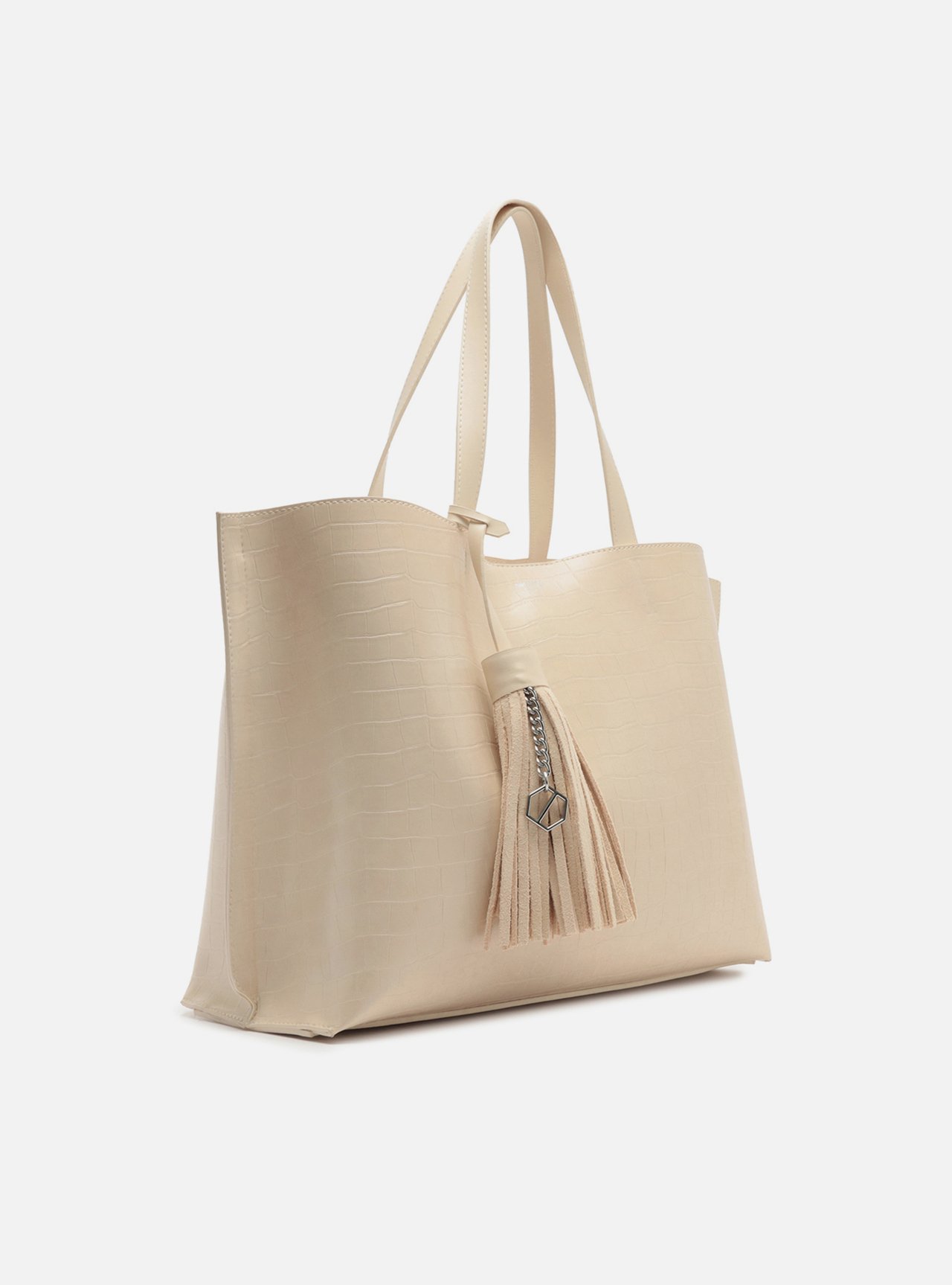 Bolsa Shopping Branca Croco Valentina Grande — foto 5