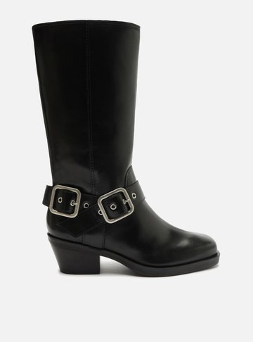 Bota Preta Couro Cano Médio Montaria West
