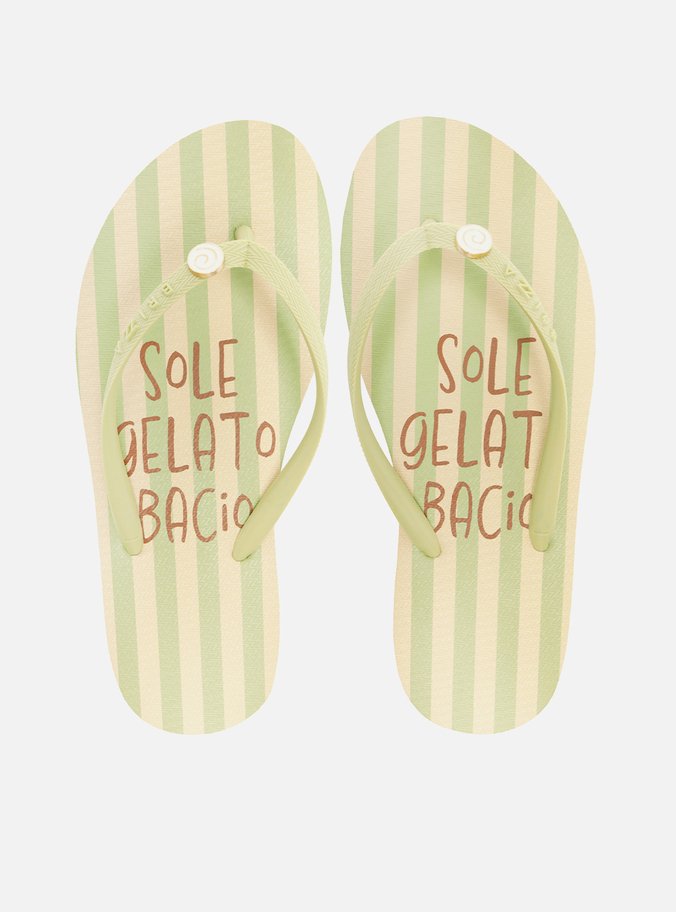 Chinelo de Dedo Verde Listrado Easy Bacio Di Latte