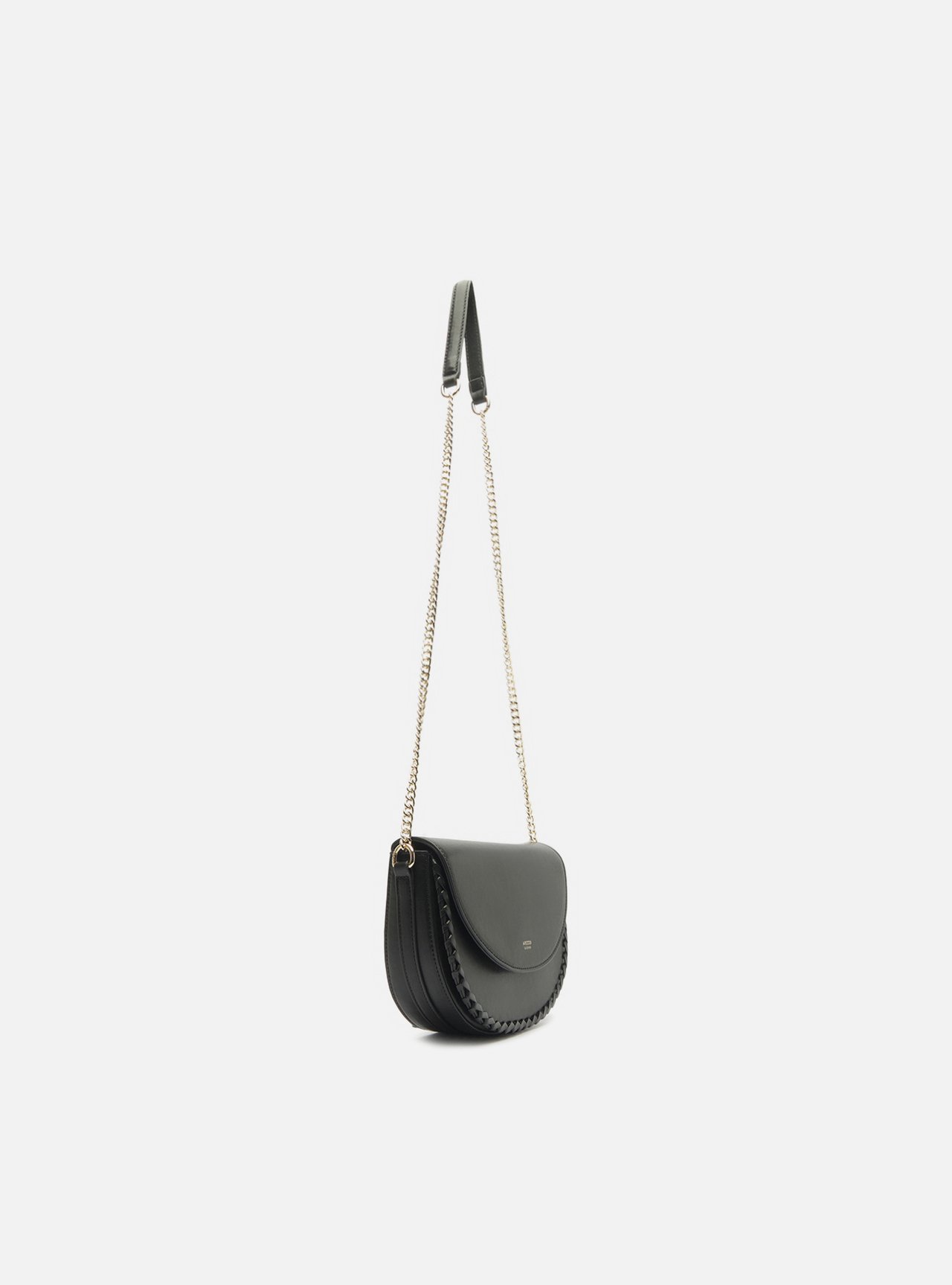 Bolsa Tiracolo Preta Pequena Corrente Tampo — foto 5