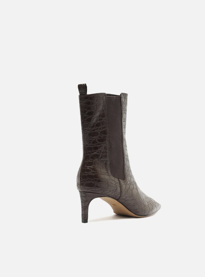 Bota Preta Cano Médio Salto Alto Fino