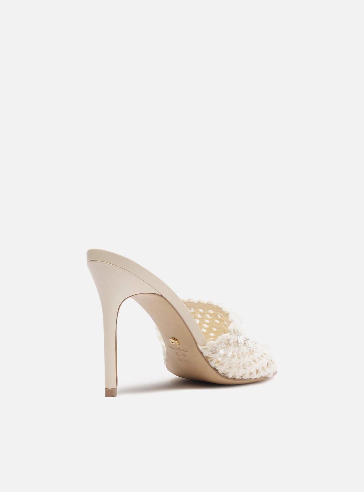 Mule Branco Salto Alto Bordado Floral — foto 3