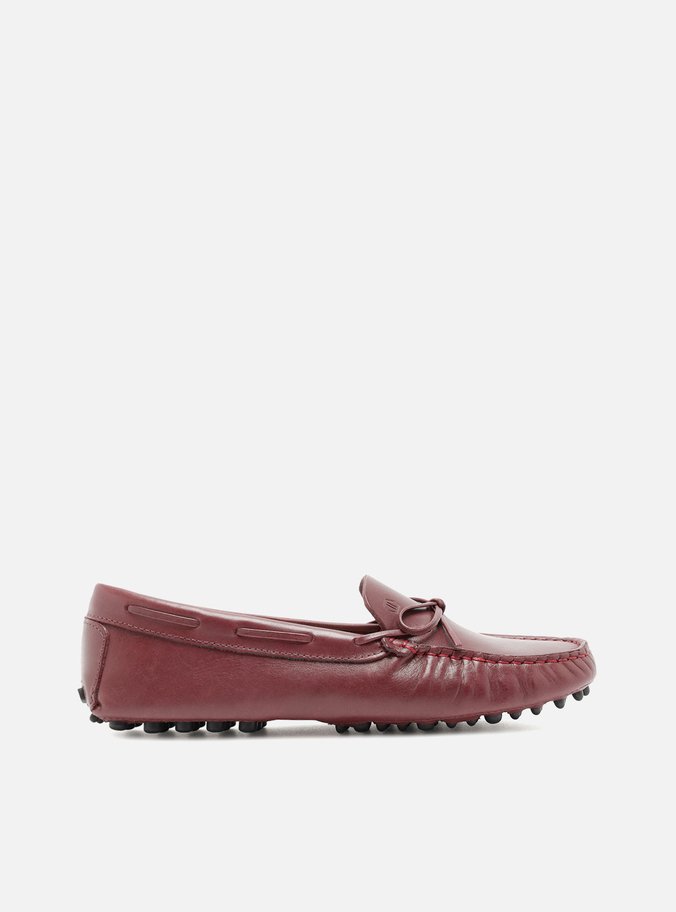 Mocassim Vermelho Couro Sola Emborrachada Retrô