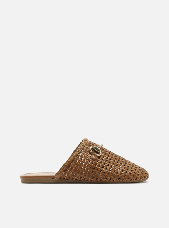 Mule Marrom Tramada Bico Redondo Bridão