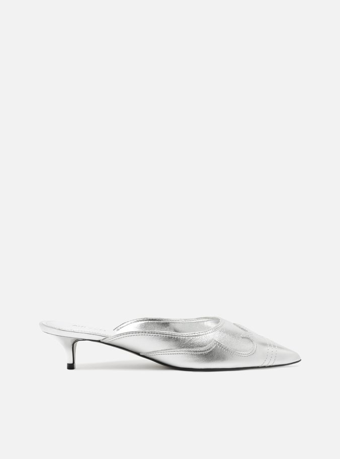 Mule Prata Western Kitten Heels