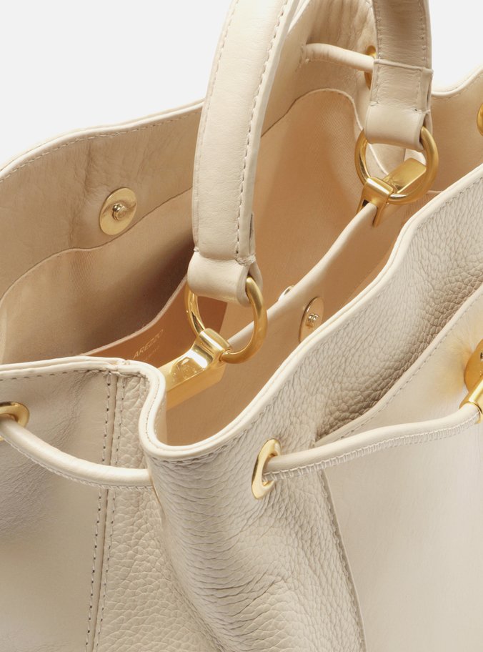 Bolsa Tote Nude Couro Média Nó Metal