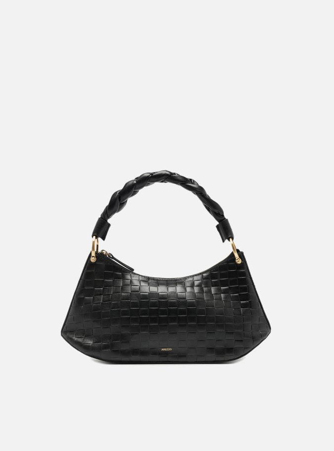 Bolsa Tiracolo Preta Couro Tressê Média