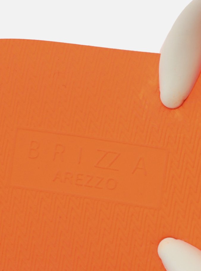Chinelo Laranja Neon e Branco Plataforma Brizza