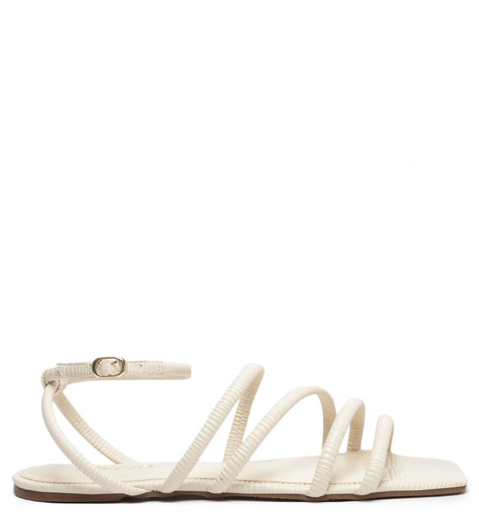 Sandália Rasteira Off-White Couro Flat