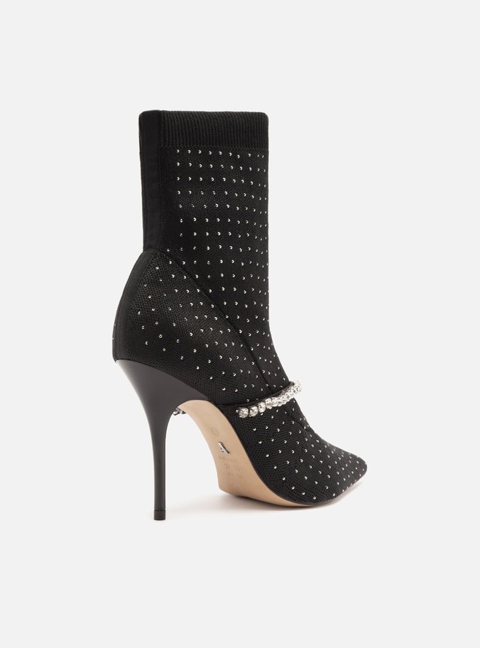 Skinny Boot Preta Knit Cano Curto Aysha