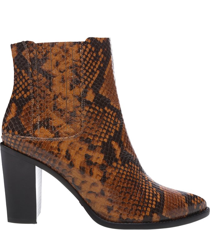 Bota Couro Salto Alto Snake Terroso