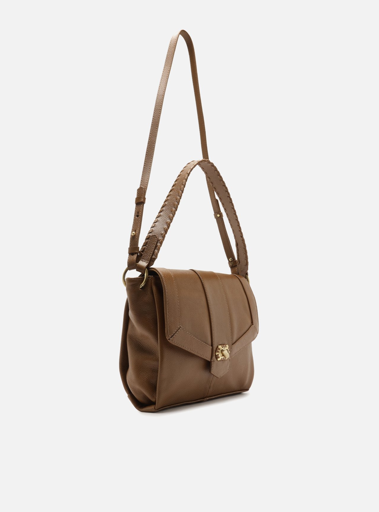 Bolsa Tiracolo Preta Couro Pequena Alça Trançada — foto 5