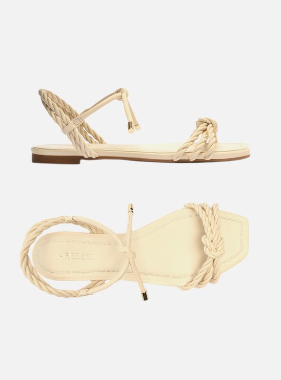 Sandália Rasteira Off-White Tiras Torcidas Nó
