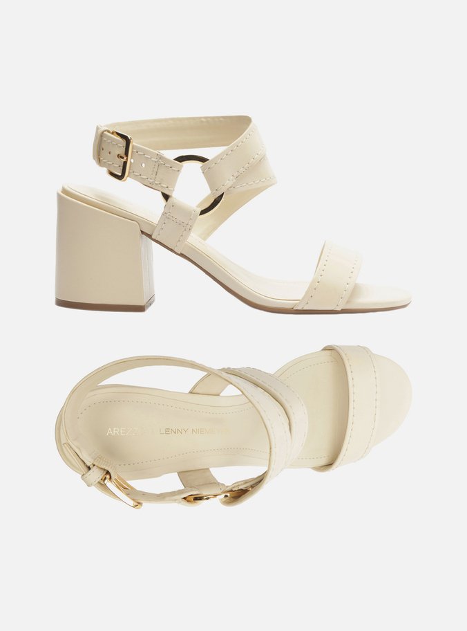 Sandália Off-White Couro Salto Bloco Lenny Niemeyer