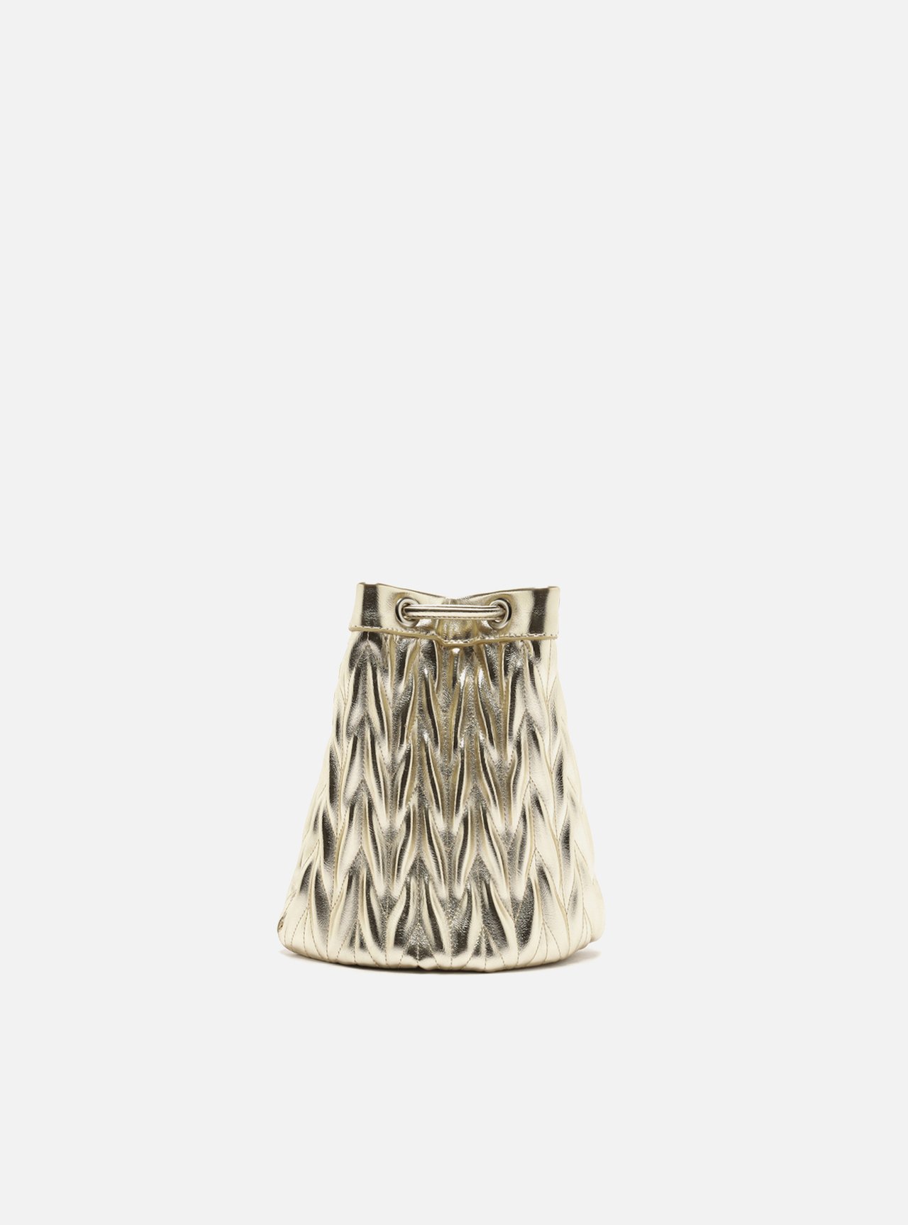 Bolsa Bucket Dourada Pequena Tressê — foto 3