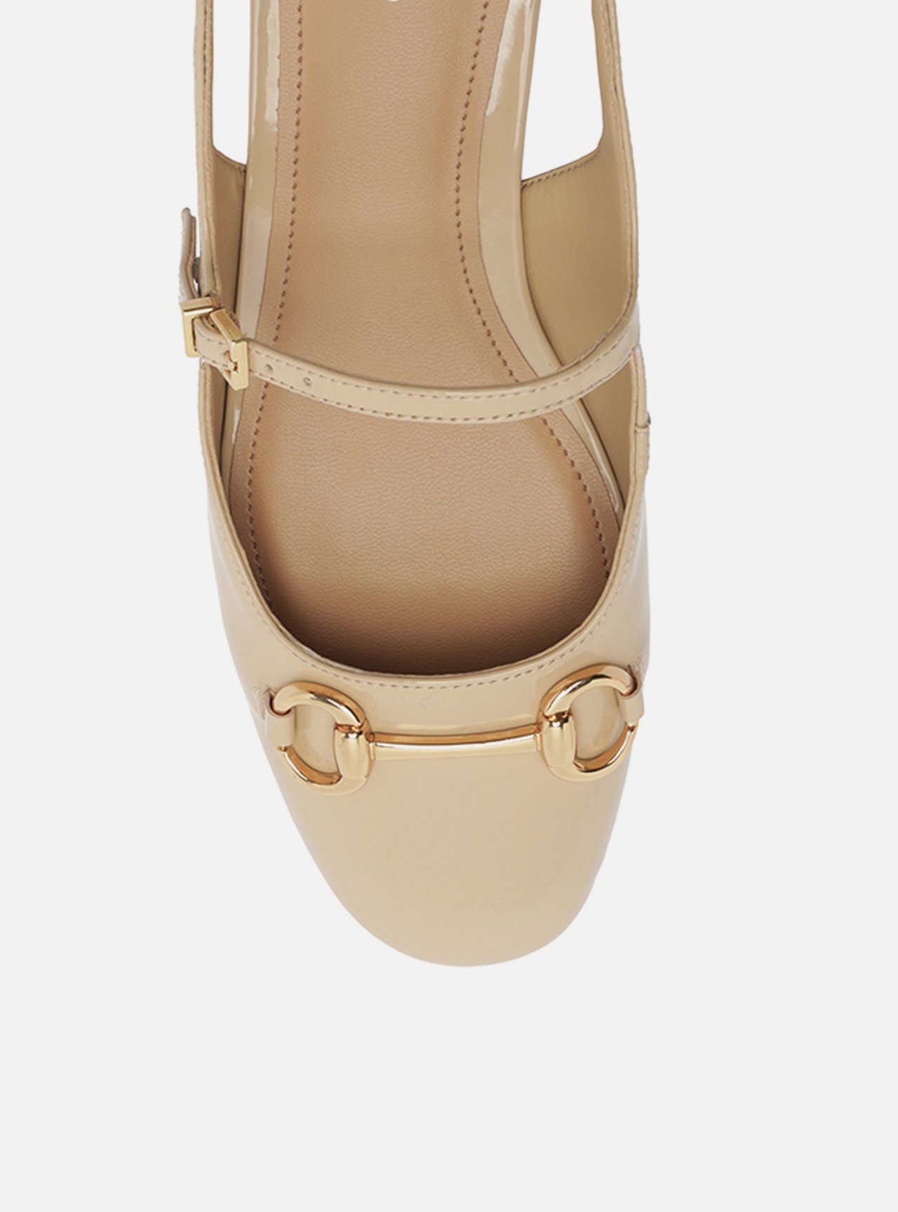 Sapatilha Nude Couro Bico Redondo Bridão Slingback — foto 5