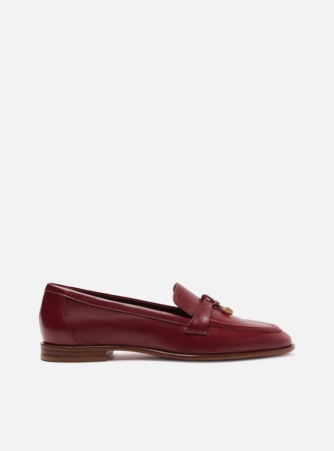 Mocassim Vermelho Couro Detalhe Tira