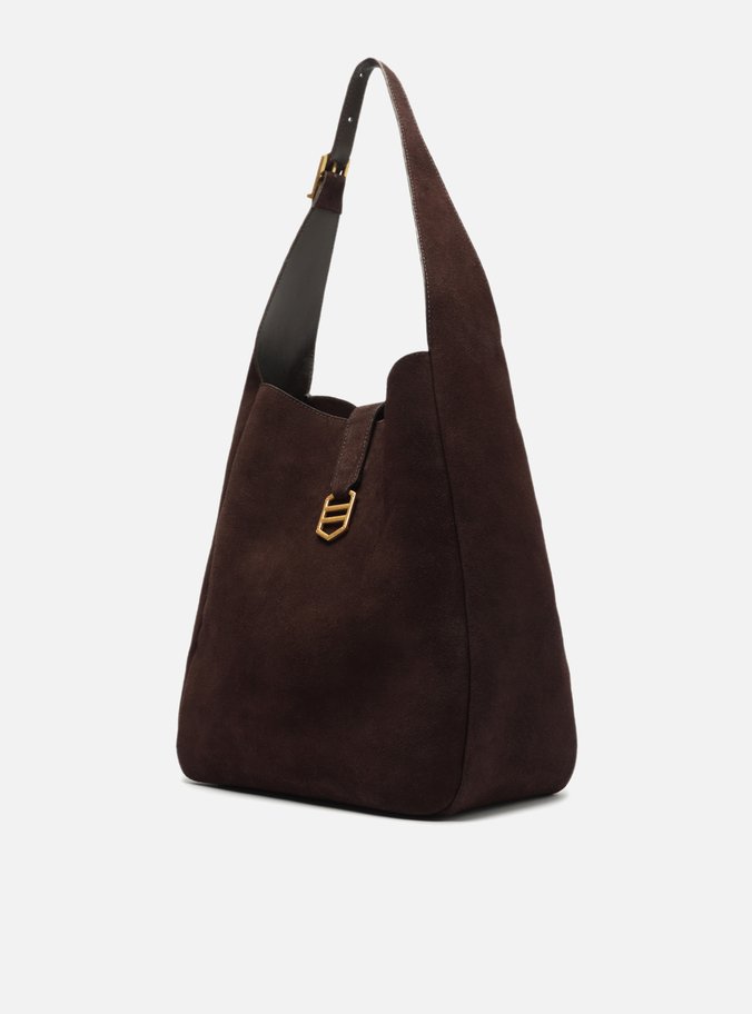 Bolsa Hobo Marrom Couro Acamurçado 