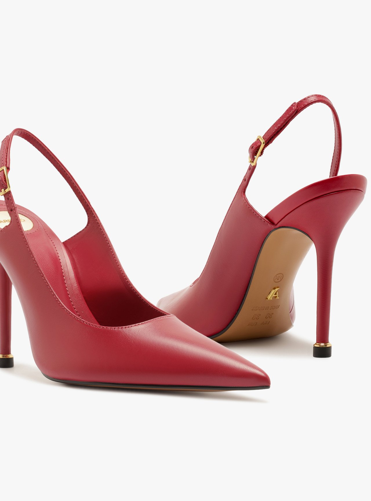 Scarpin Vermelho Couro Salto Fino Slingback — foto 4