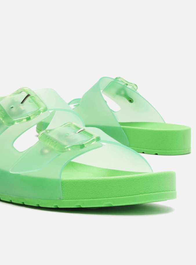 Chinelo Slide Verde Fivelas Brizza