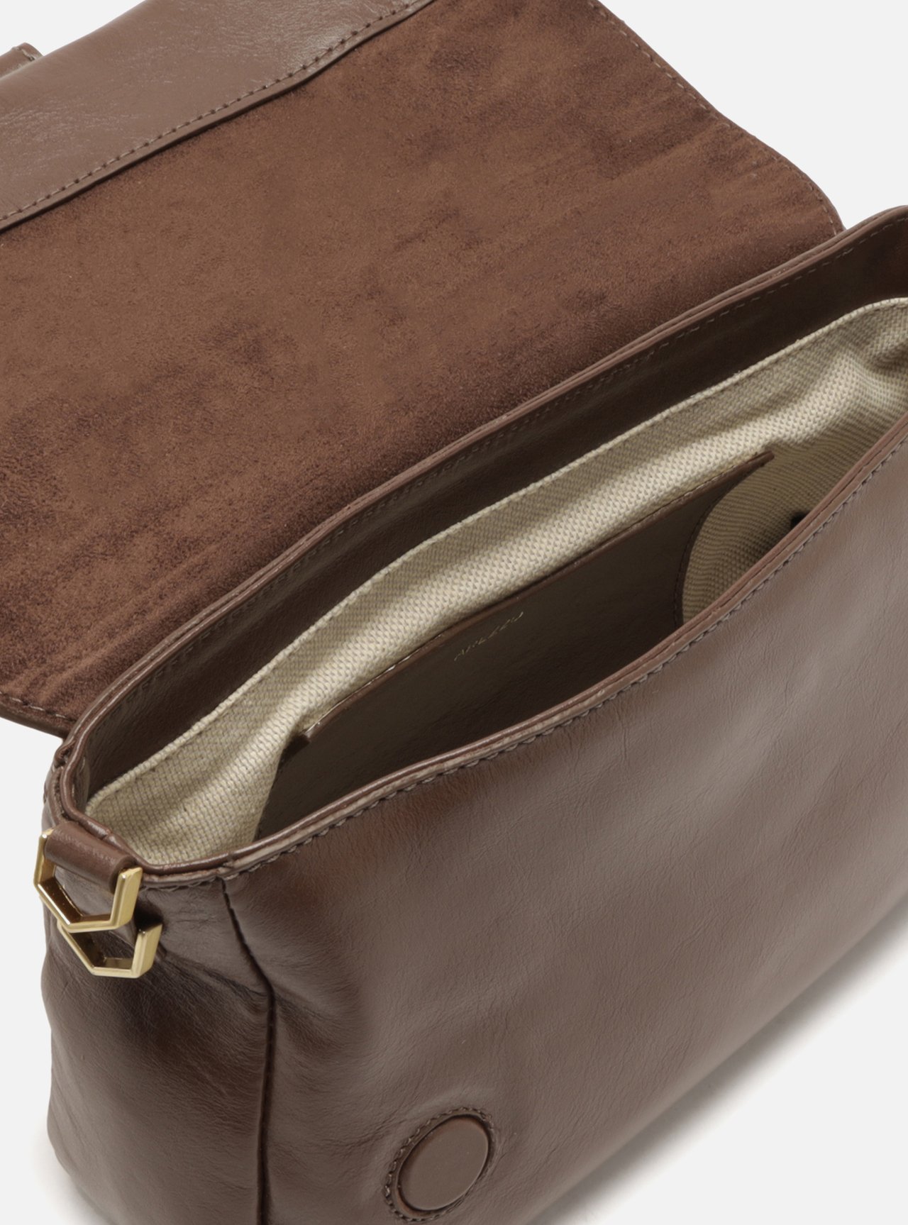 Bolsa Tiracolo Marrom Couro Média — foto 4