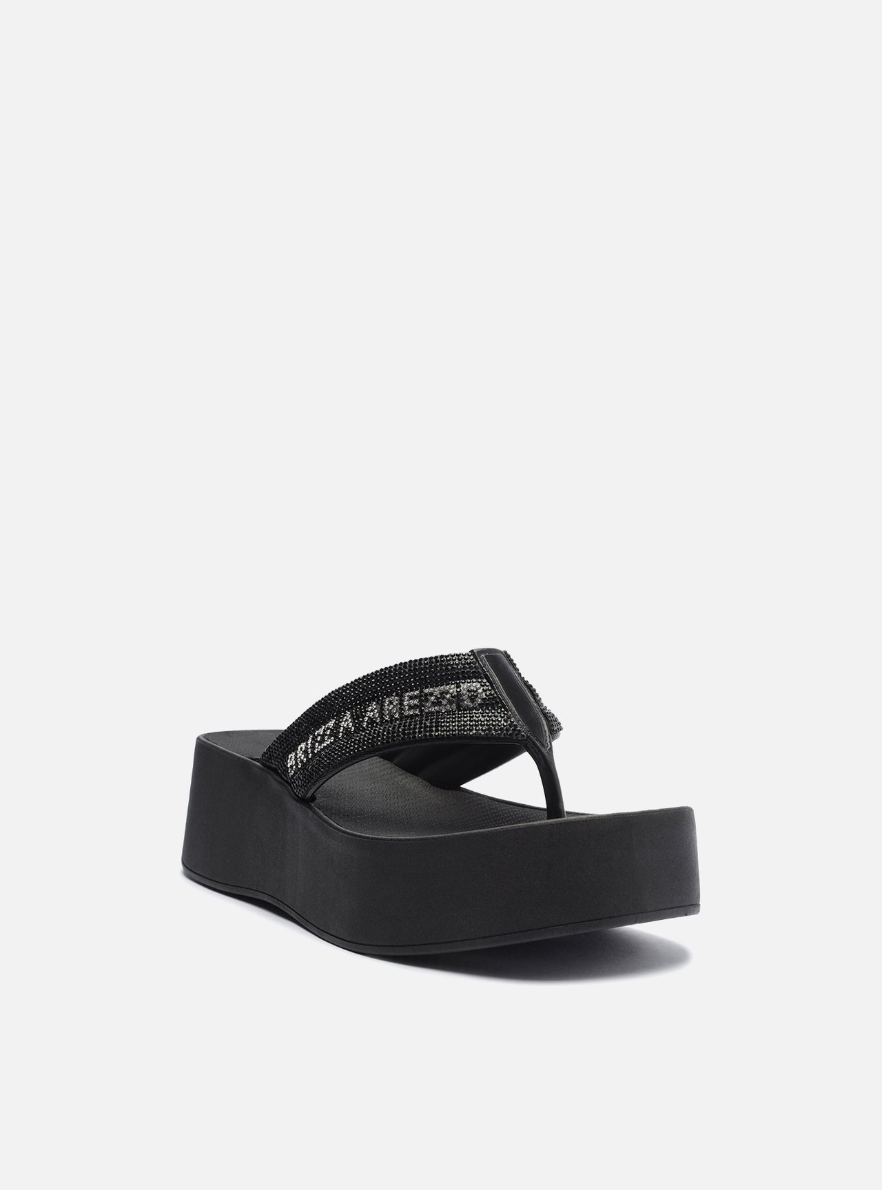 Tamanco Preta Flatform Lulu Lettering Strass — foto 2