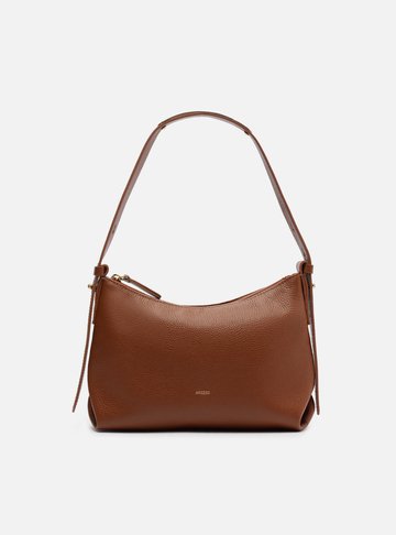 Bolsa Tiracolo Marrom Couro Média Detalhe Tira