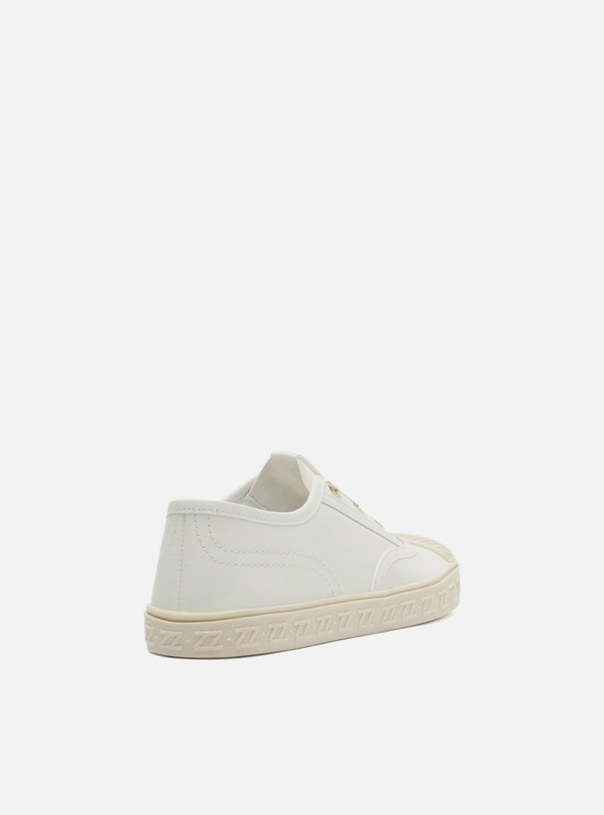 Tênis Slip On Branco Couro Sola Baixa Elástico