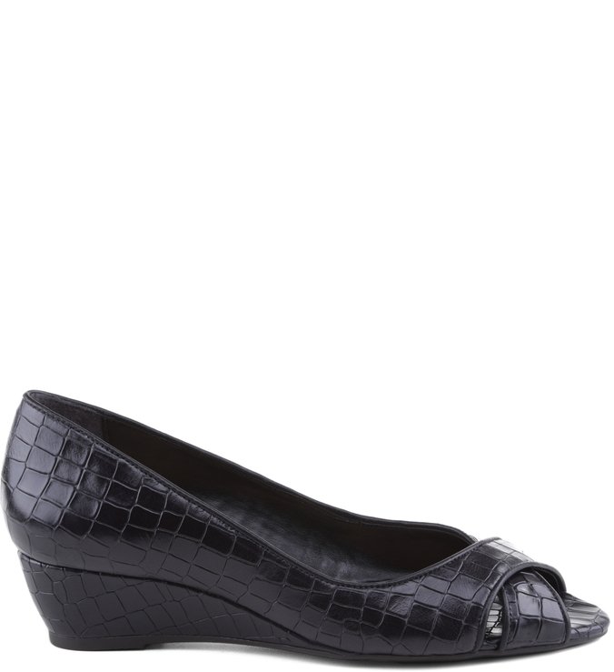 Peep Toe Croco Preta
