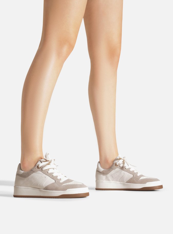 Tênis Branco Multimaterial Cinza Solado Emborrachado