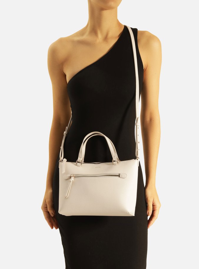 Bolsa Tote Branca Média Bolso Frontal Zíper