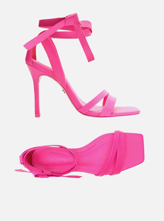 Sandália Rosa Salto Alto Lace Up