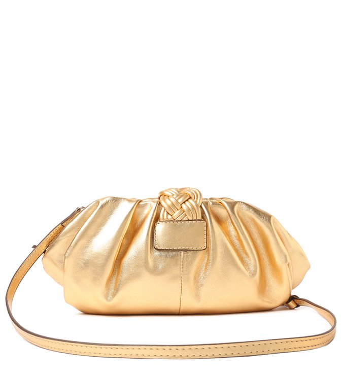 Bolsa Tiracolo Dourada Couro Maia Média
