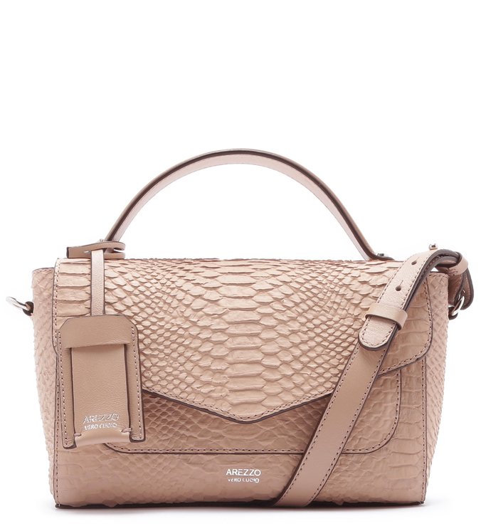 Bolsa Satchel Matte Python Natália Média Gergelim