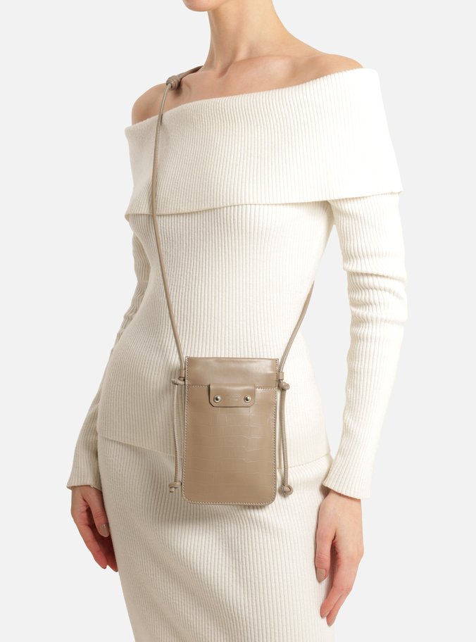 Mini Bag Cinza Croco Porta-Celular