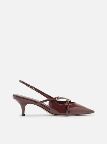 Scarpin Bordô Verniz Salto Médio Slingback Amélia