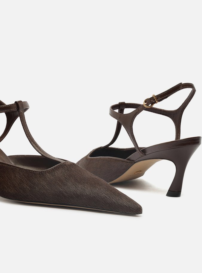 Scarpin Marrom Pelo Salto Kitten Aberto Telma