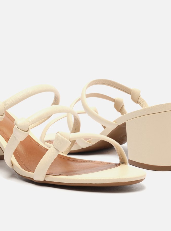Sandália Off-White Salto Bloco Tiras Nós