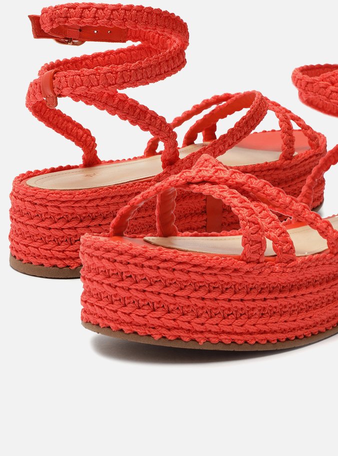 Sandália Coral Flatform Tramada Tiras