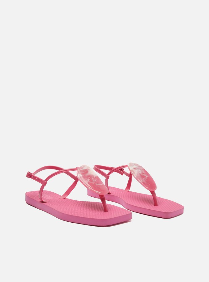 Sandália Rasteira Rosa Slim Square Quartzo