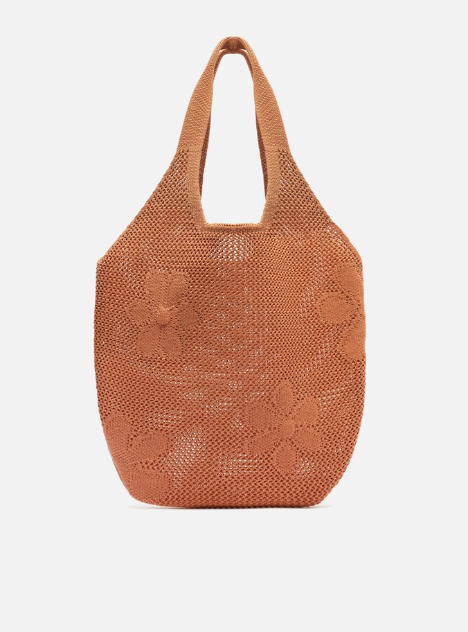 Bolsa Shopping Marrom Crochê Mayra Glam Grande