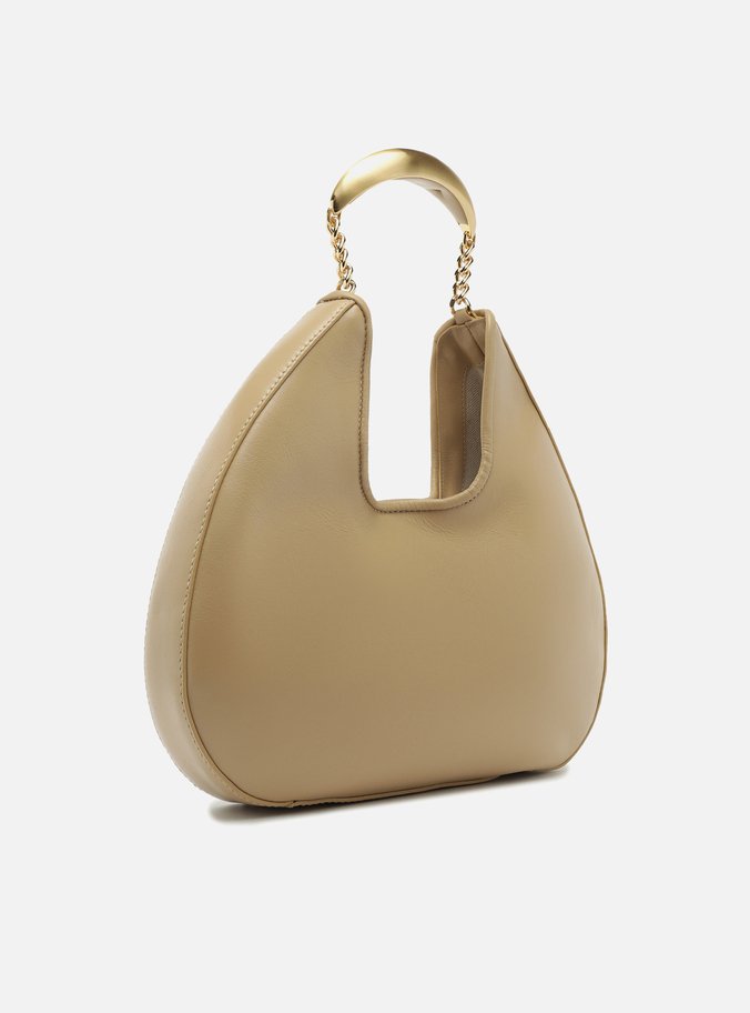 Bolsa Tiracolo Bege Couro Média Metal Bold