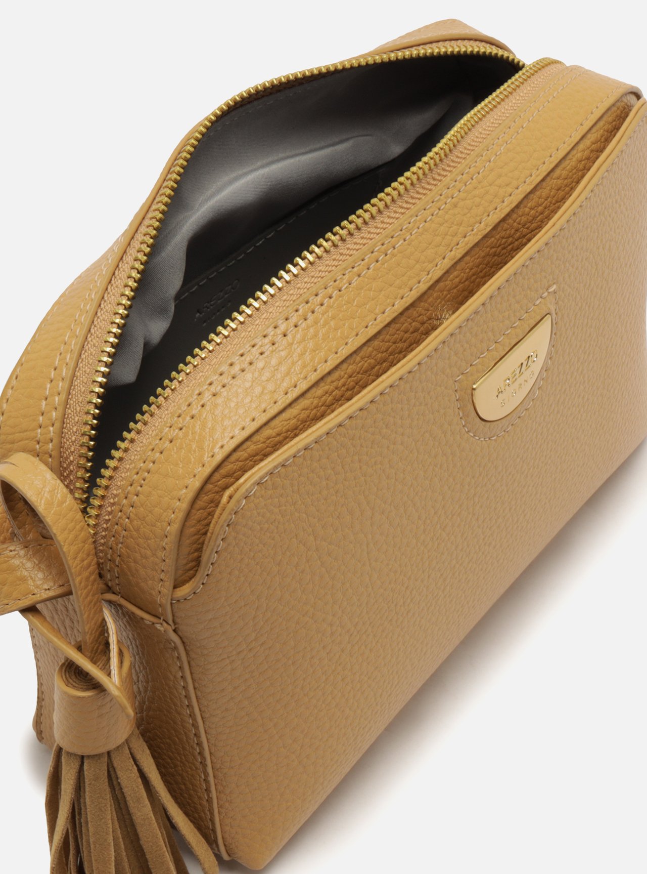 Bolsa Tiracolo Marrom Granulada Franja — foto 4